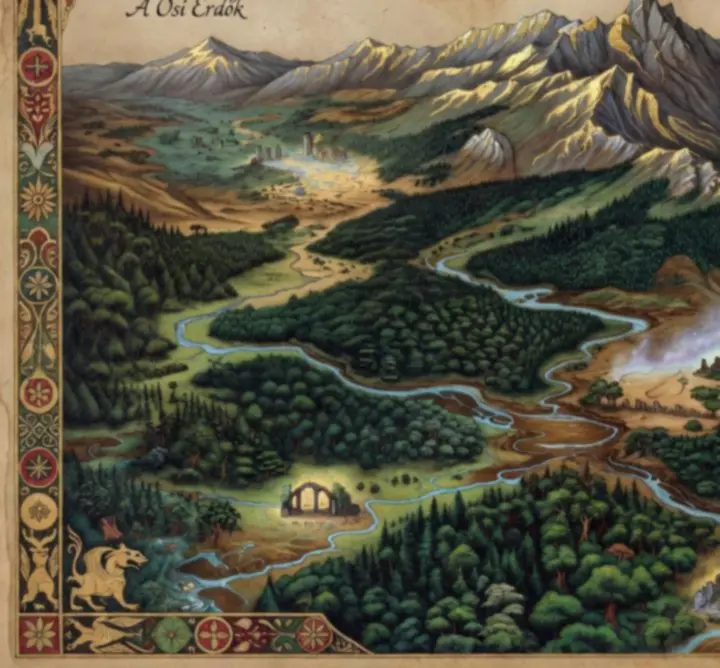 Magyar tájak által ihletett fantasy játék világtérkép