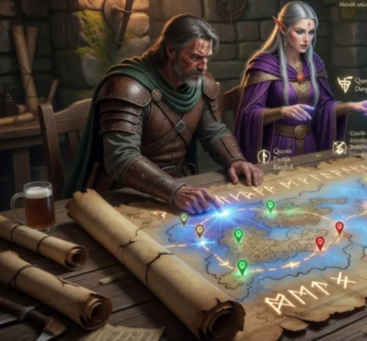 Közösségi jelölésekkel ellátott fantasy világtérkép